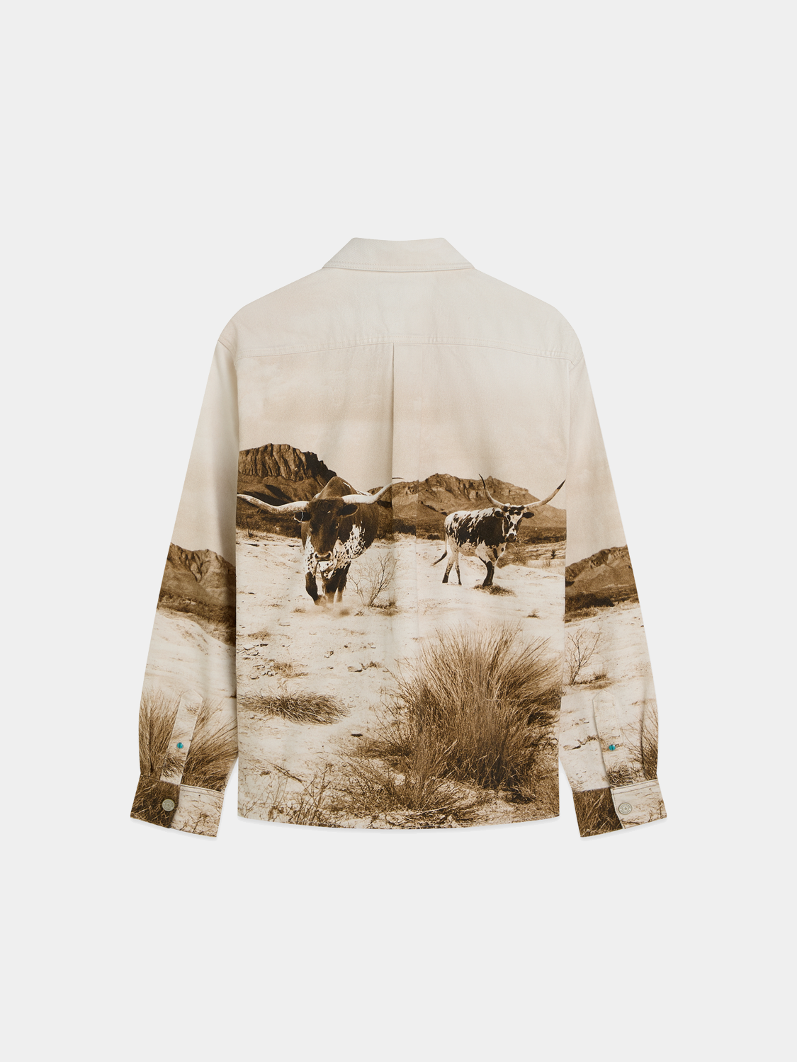 Scotch & Soda scenery overshirt jacket with a detailed nature-inspired print, front button closure, and collar.