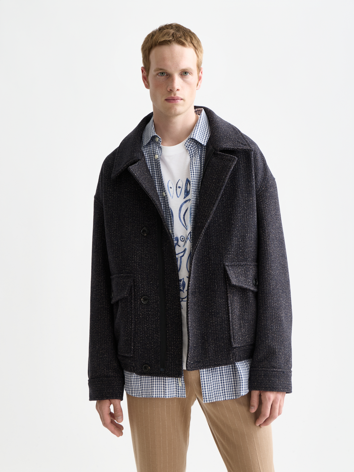 Textured Scotch & Soda jacket with a stylish design, featuring a modern fit and detailed fabric pattern.