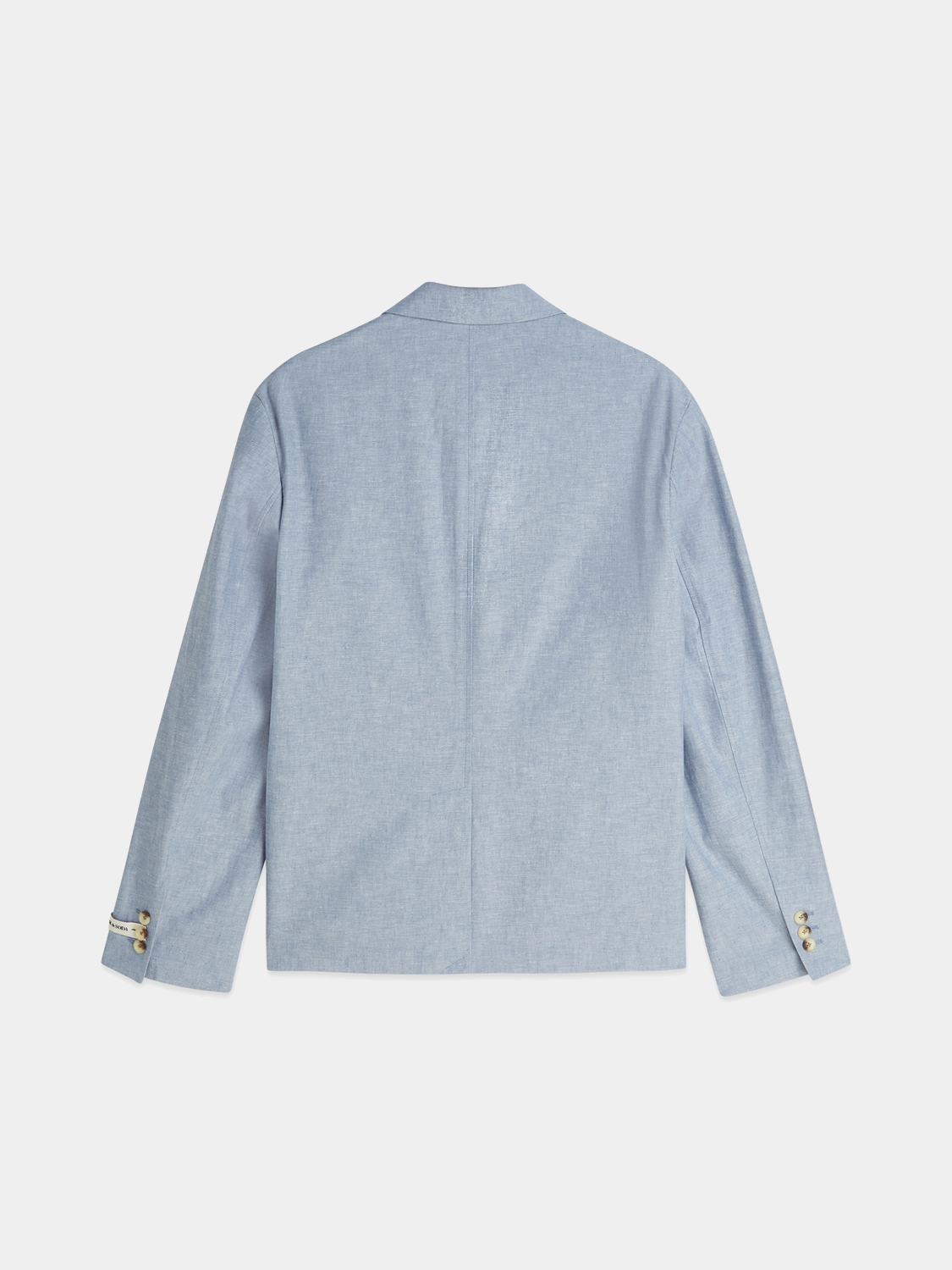 Unconstructed black blazer from Scotch & Soda with a tailored fit and classic lapel, displayed on a white background.