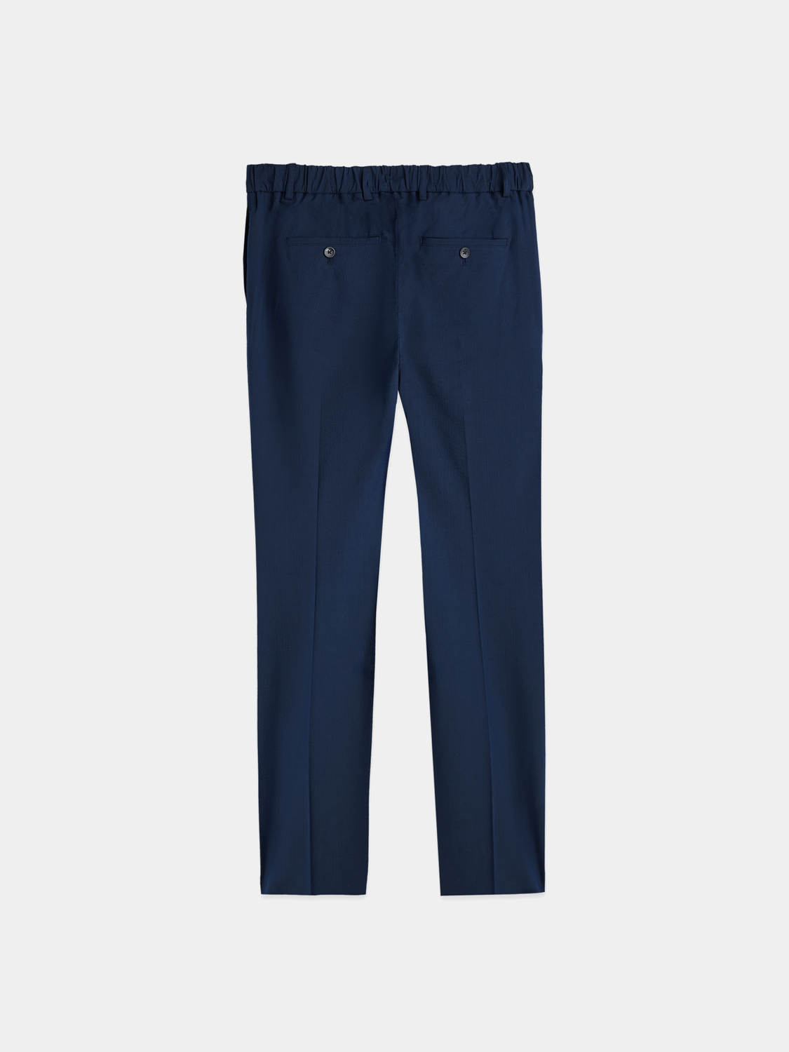 SCOTCH & SODA Warren seersucker joggers, men's lightweight pants in blue and white seersucker fabric, casual and comfortable style