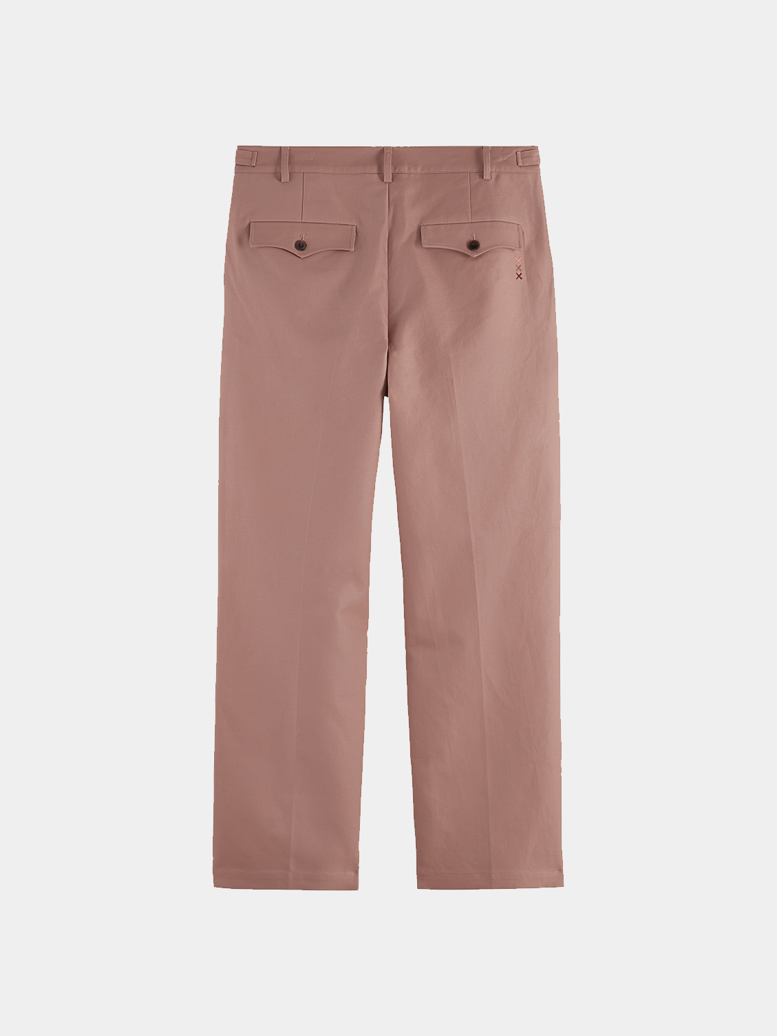 SCOTCH & SODA Otis straight-fit chinos pants in dark blue fabric, front view showing classic design and tailored fit.
