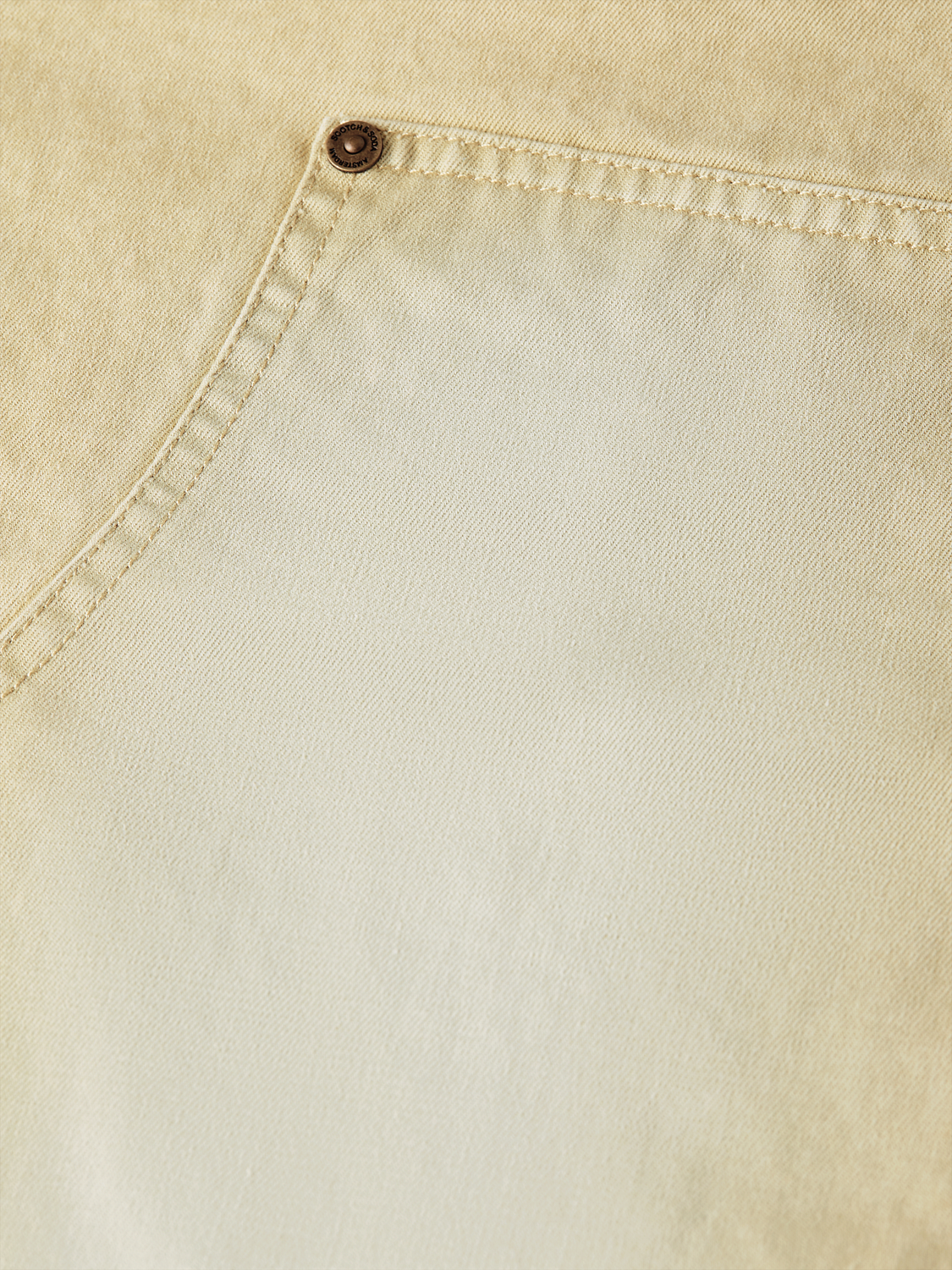 SCOTCH & SODA Zee straight-fit pants in denim, showing front view with classic five-pocket design and belt loops.