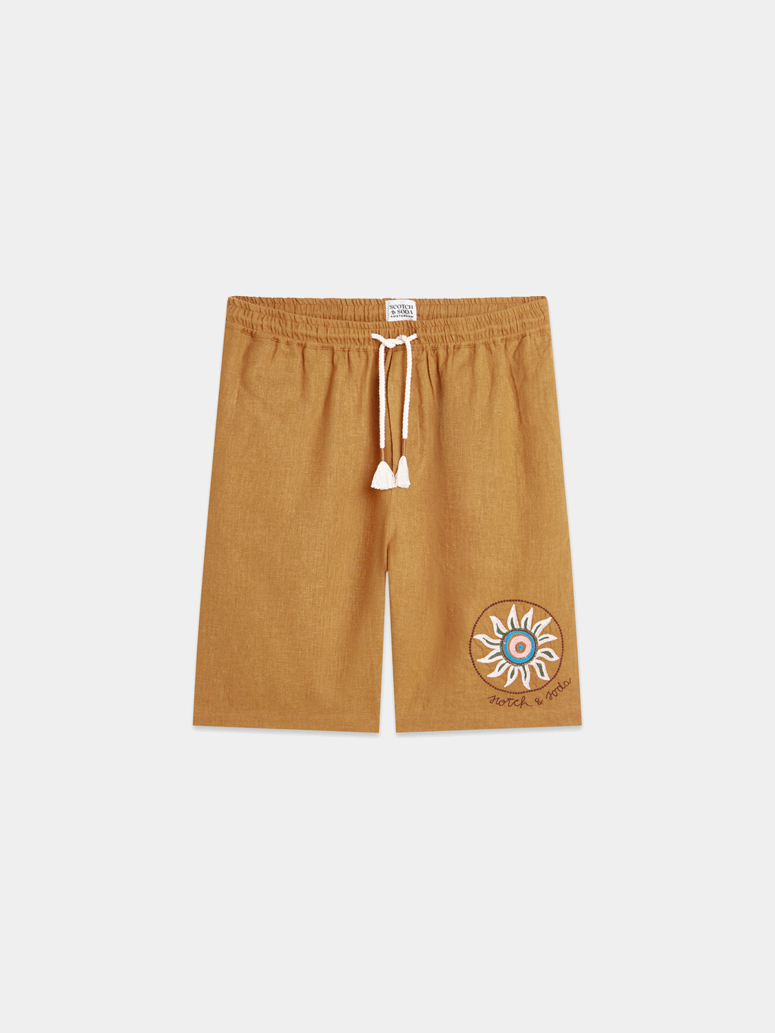 Embroidered shorts from Scotch & Soda with colorful floral patterns, casual fit, and lightweight fabric.