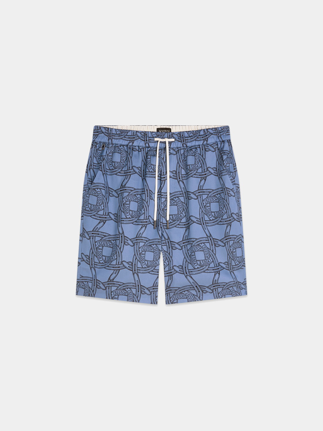 Scotch & Soda Fave printed shorts with colorful abstract pattern, casual summer style, lightweight fabric, and relaxed fit.