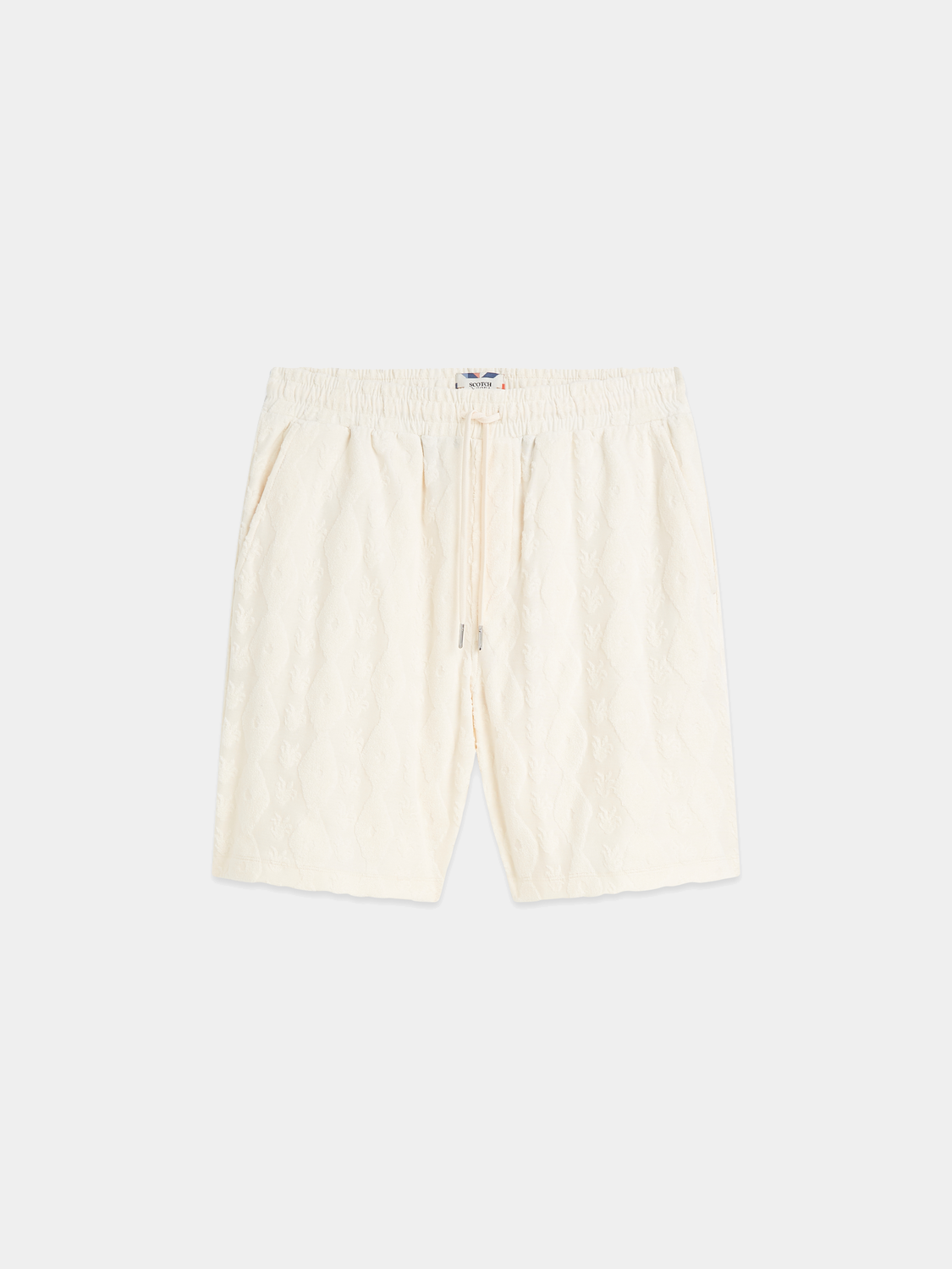 Soft terry shorts by Scotch & Soda featuring a relaxed fit and casual style, shown in a neutral color.