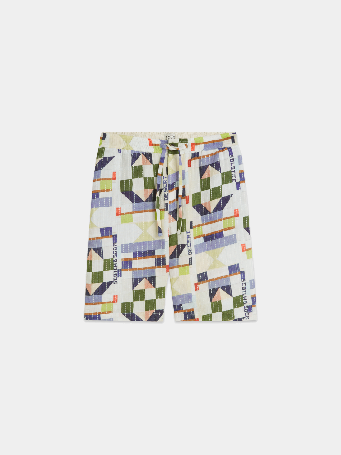 Printed stitched shorts by SCOTCH & SODA featuring colorful fabric and stylish design, perfect for casual wear.