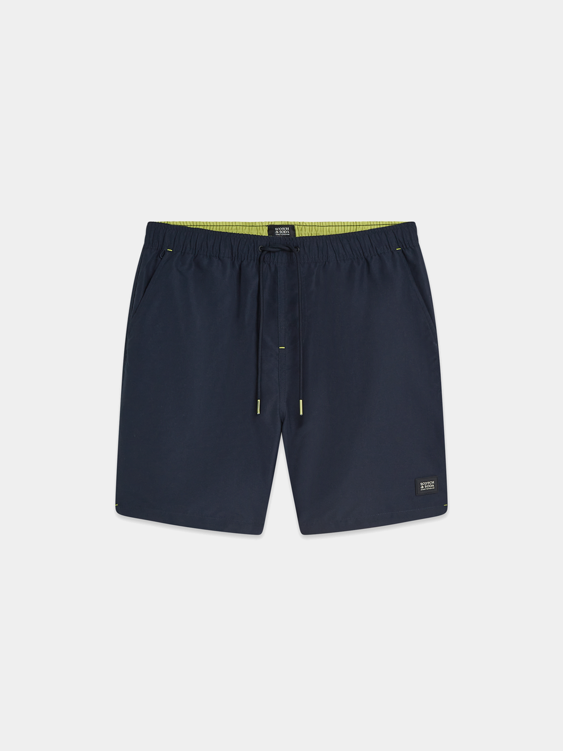 Mid-length Scotch & Soda swim shorts in vibrant print, featuring an elastic waistband and side pockets for beach or pool wear.