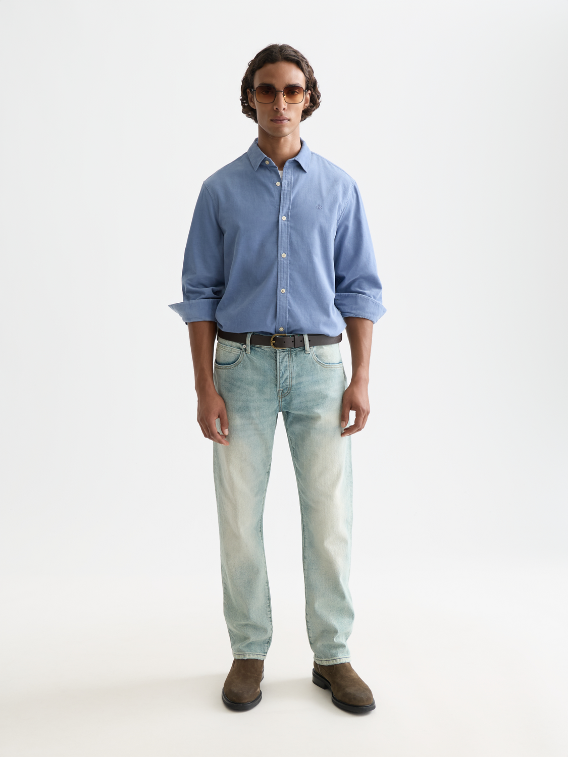 Lightweight navy corduroy long-sleeve shirt from Scotch & Soda with a classic collar and button-front design.
