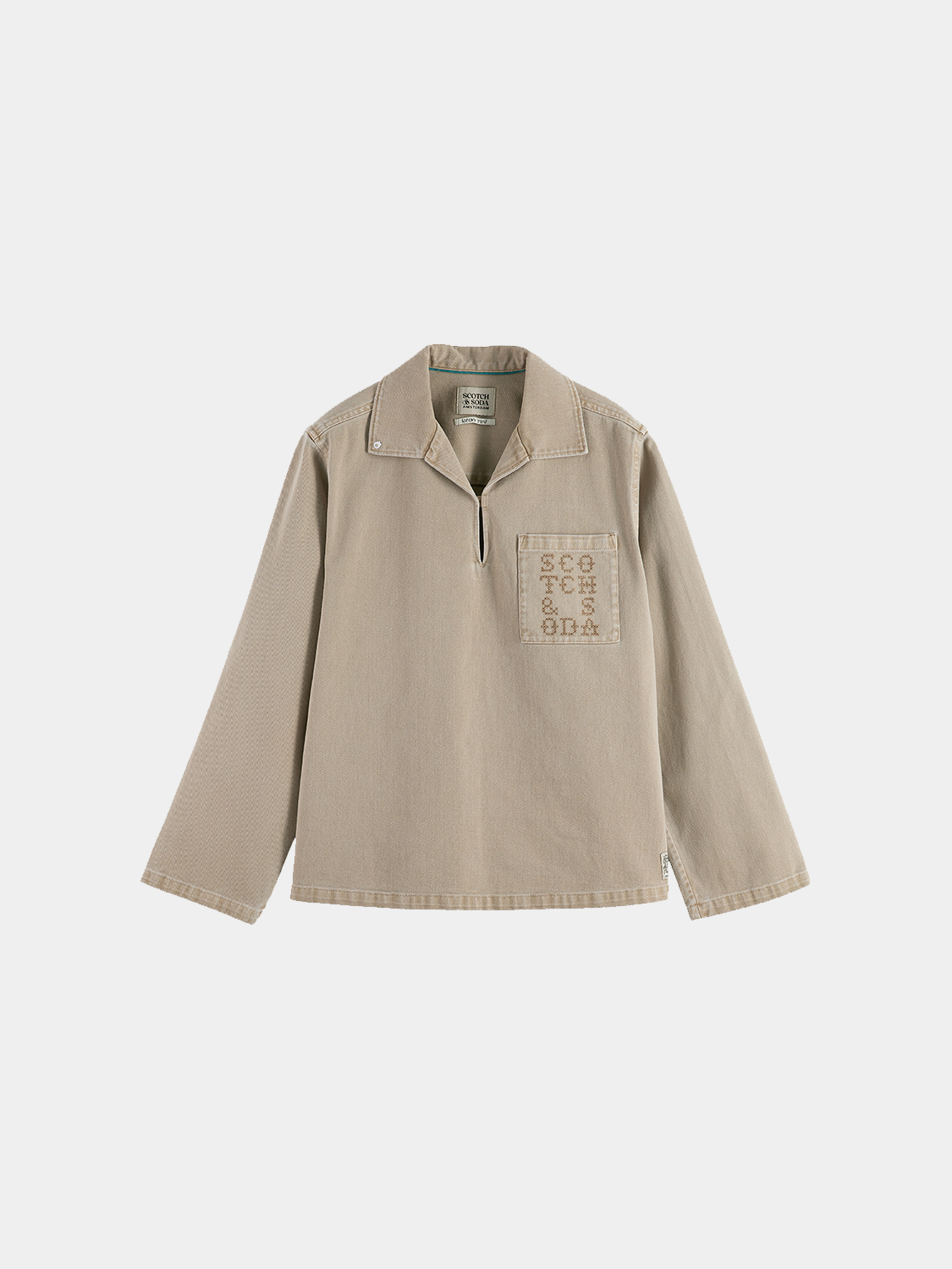 Washed Scotch & Soda overshirt jacket in soft fabric, featuring a casual fit and button-front design.