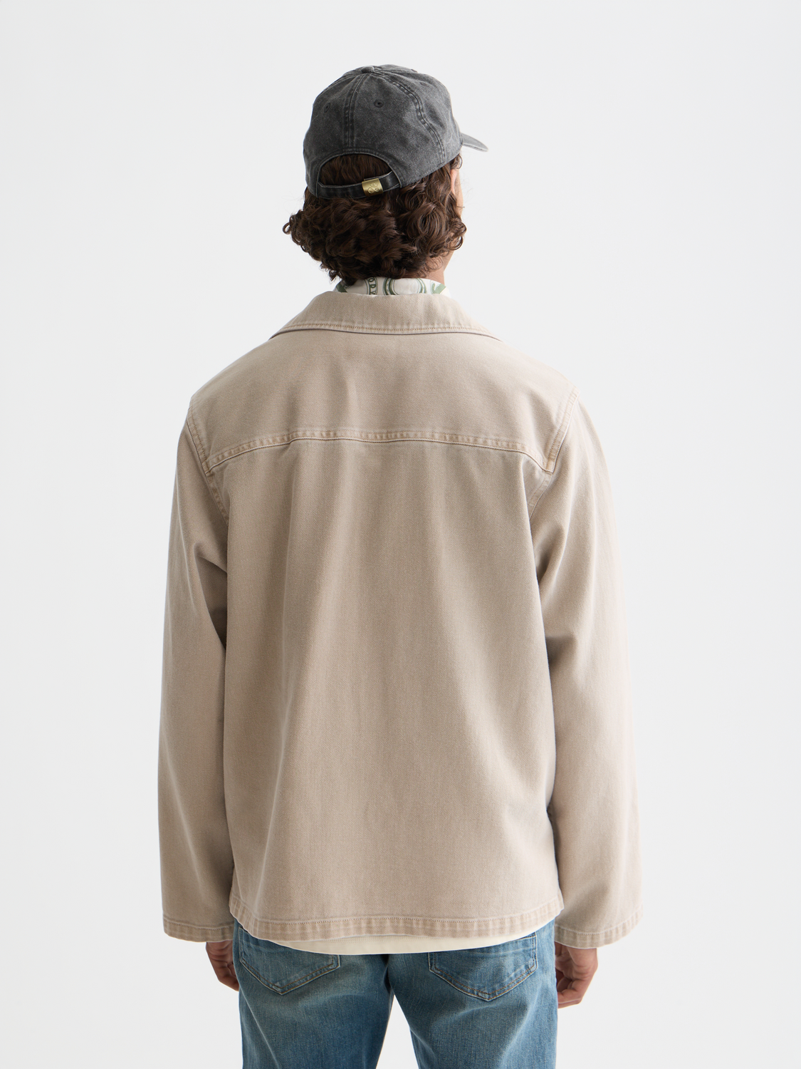 Washed Scotch & Soda overshirt jacket in a casual style, shown in a back view with a relaxed fit and soft fabric texture.