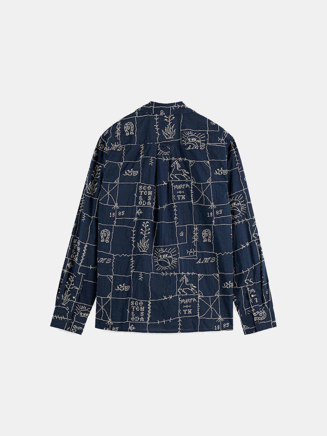 Long sleeve embroidered shirt by Scotch & Soda featuring detailed embroidery on a stylish casual shirt.