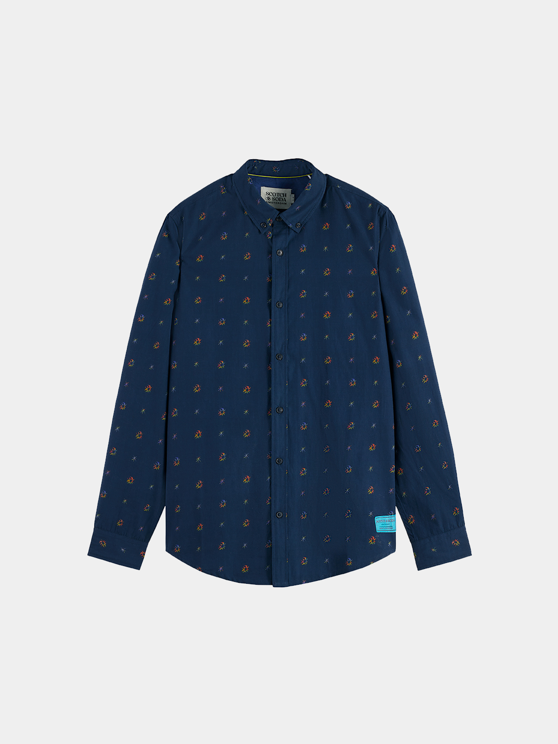 Long sleeve printed shirt by Scotch & Soda featuring vibrant floral patterns and a classic collar.