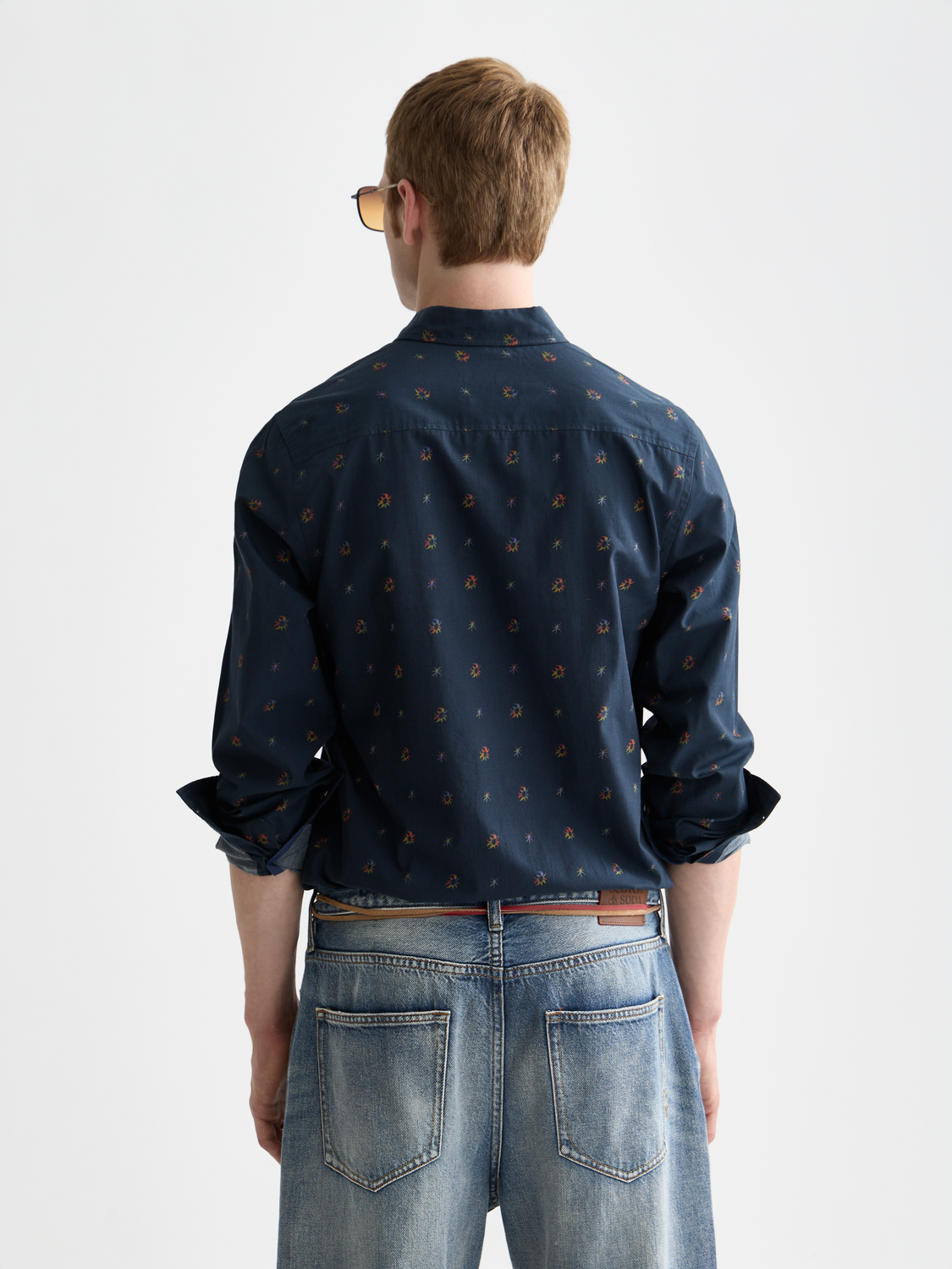 Long sleeve printed shirt by Scotch & Soda featuring a vibrant, colorful design on soft fabric.