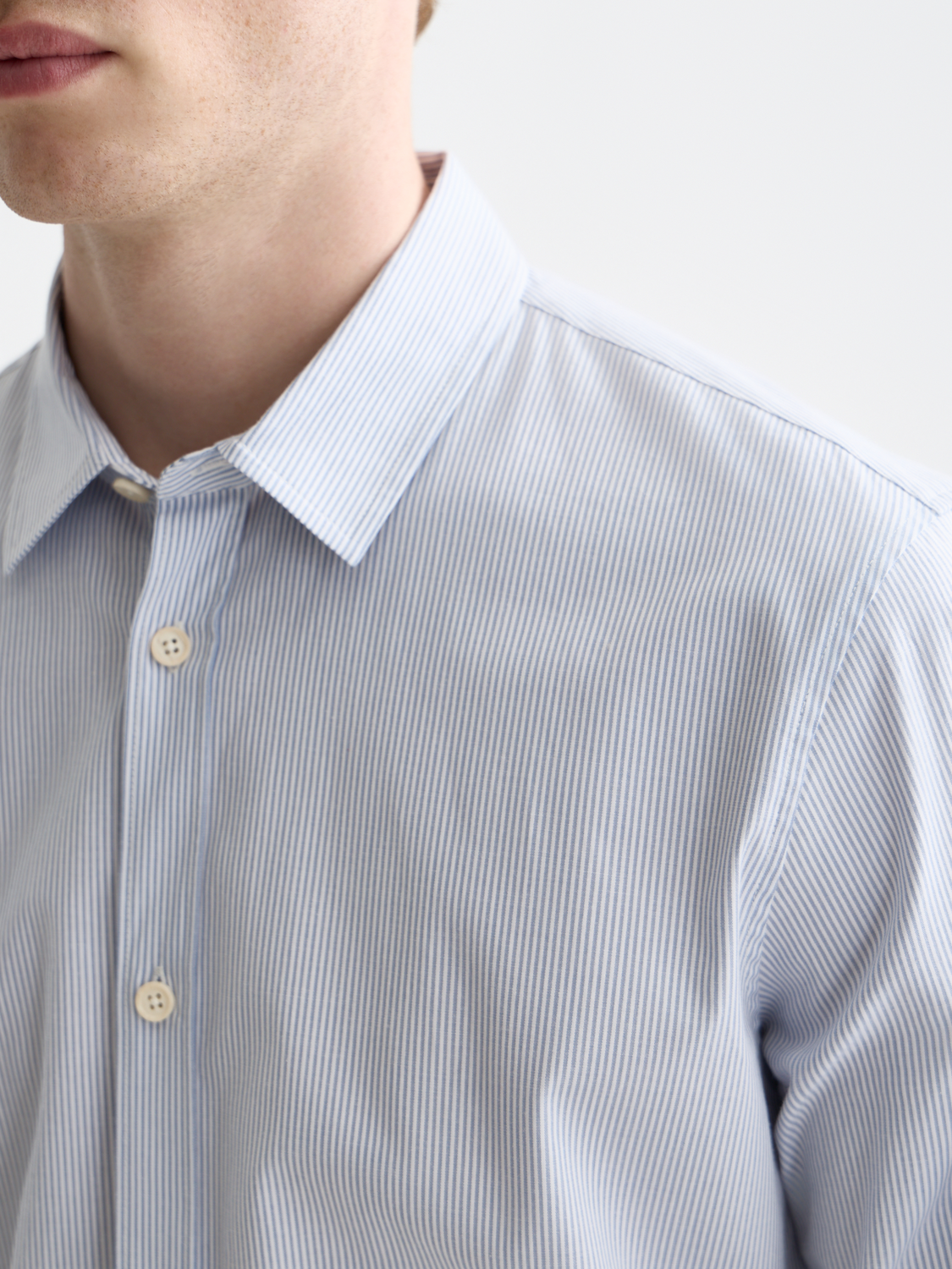 Striped poplin long-sleeve shirt by Scotch & Soda, featuring a classic collar and button-front design.