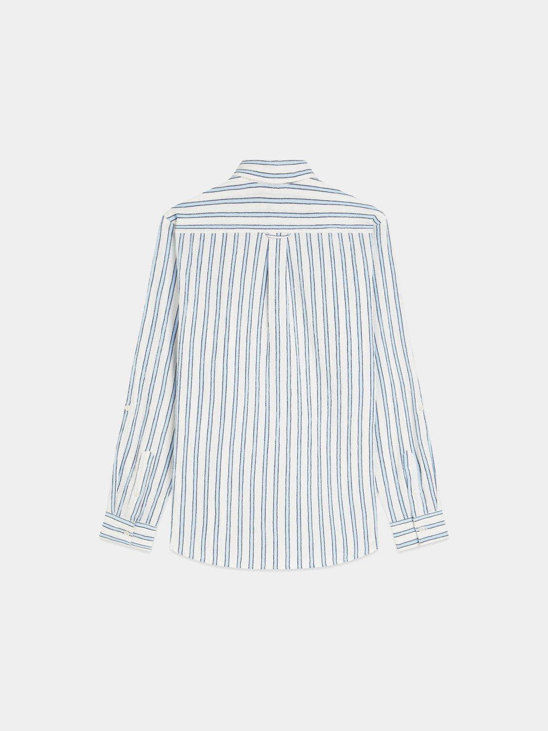 Long sleeve striped crinkle shirt by Scotch & Soda, featuring a relaxed fit and soft fabric texture.