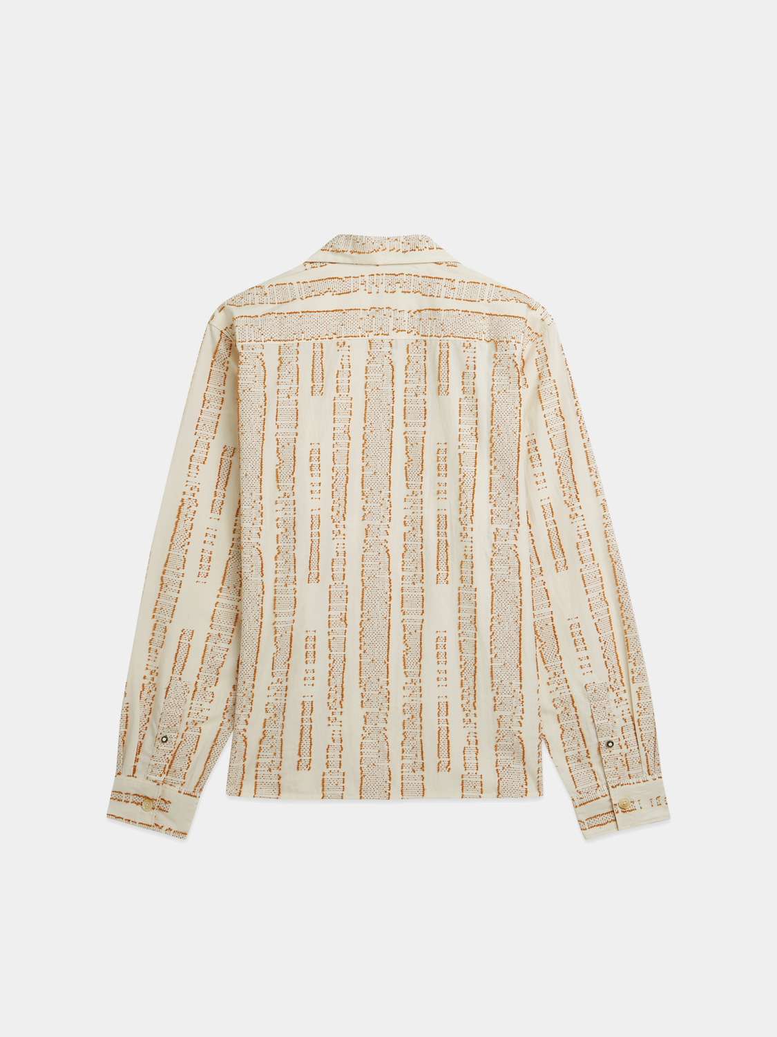 Long-sleeve jacquard structured shirt by Scotch & Soda, featuring textured fabric and classic collar, shown in black.