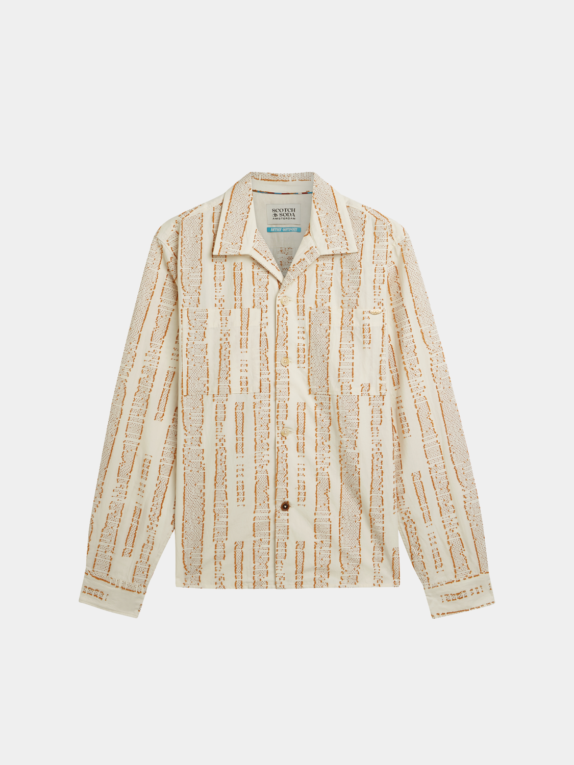 Long sleeve Jacquard structured shirt by Scotch & Soda featuring intricate woven fabric and a classic fit.