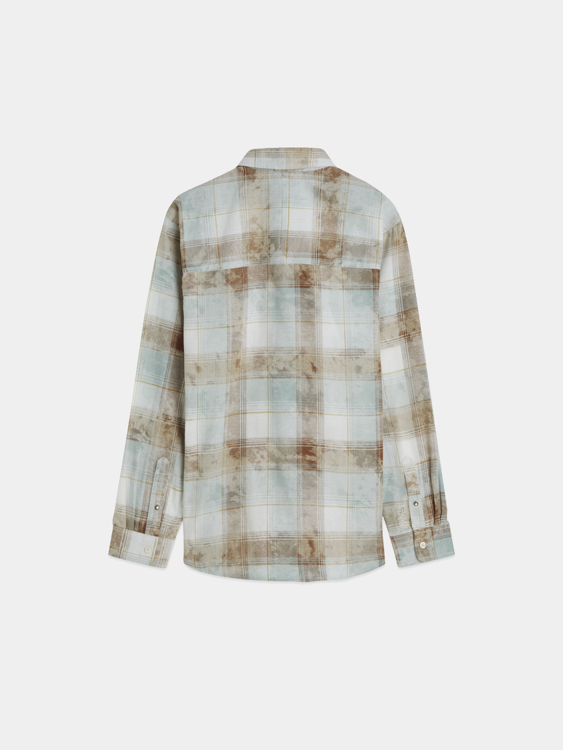 Long-sleeve washed check shirt by Scotch & Soda, featuring a casual plaid design and button-down collar.