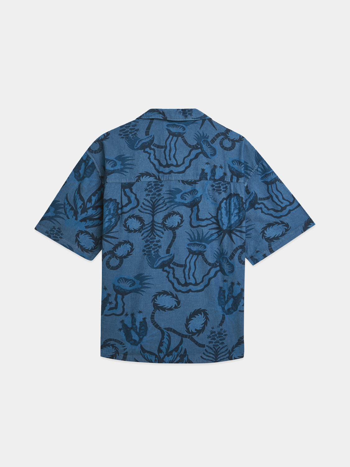 Black printed short-sleeved shirt by Scotch & Soda, featuring a stylish design and casual fit.