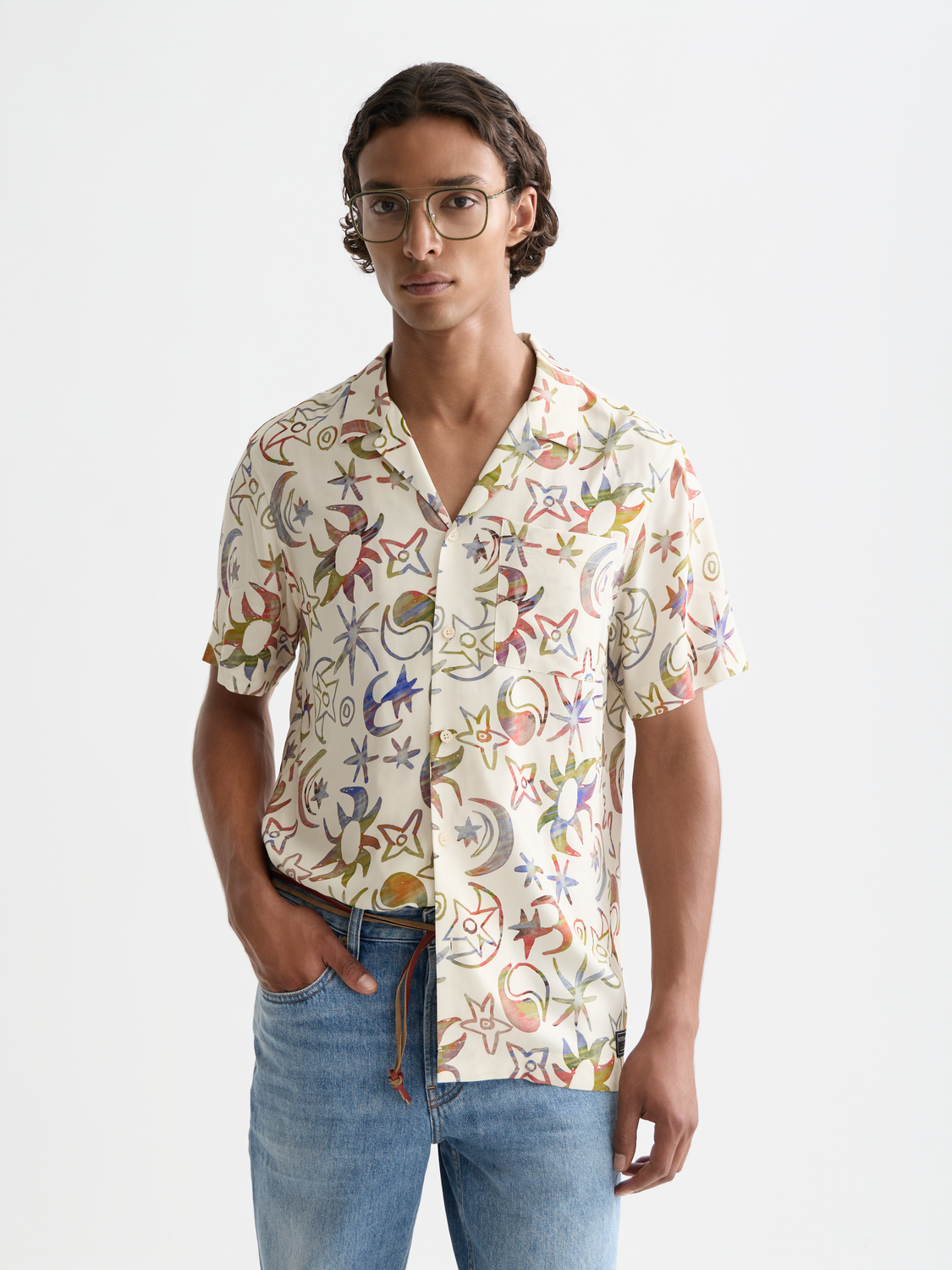 Printed short-sleeved shirt by Scotch & Soda featuring vibrant floral patterns and a classic fit.