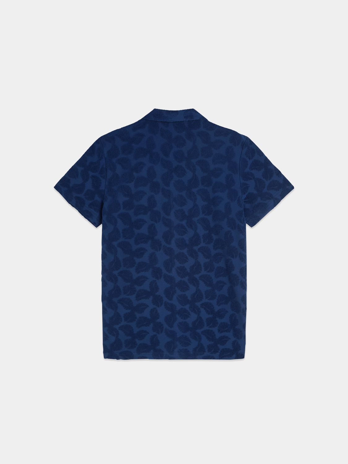 Black Scotch & Soda terry jacquard short-sleeved shirt with a textured pattern, casual and stylish for warm weather.
