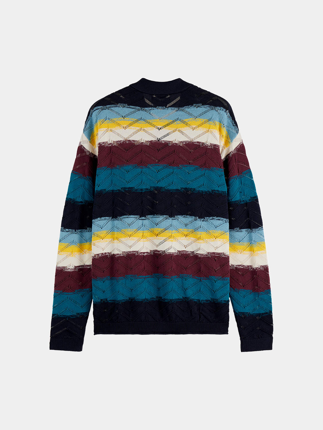 Open structure knit cardigan from Scotch & Soda featuring a lightweight, airy design and natural knit texture.