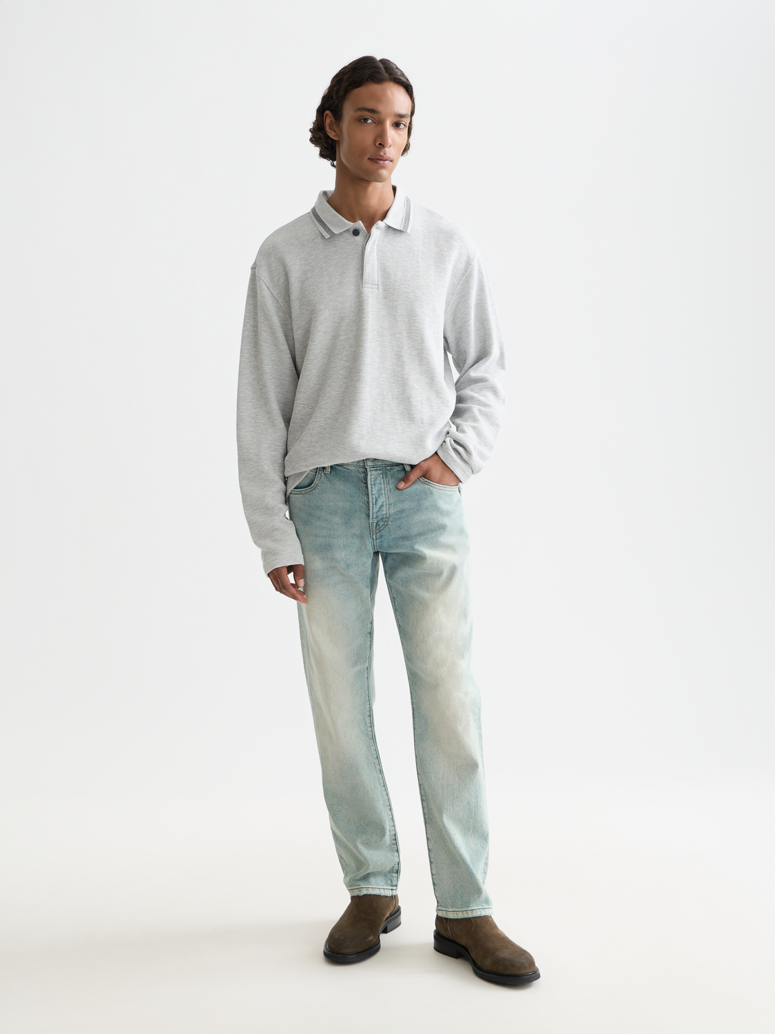 Long-sleeved Polo shirt by Scotch & Soda featuring a classic fit, navy color, and button collar.