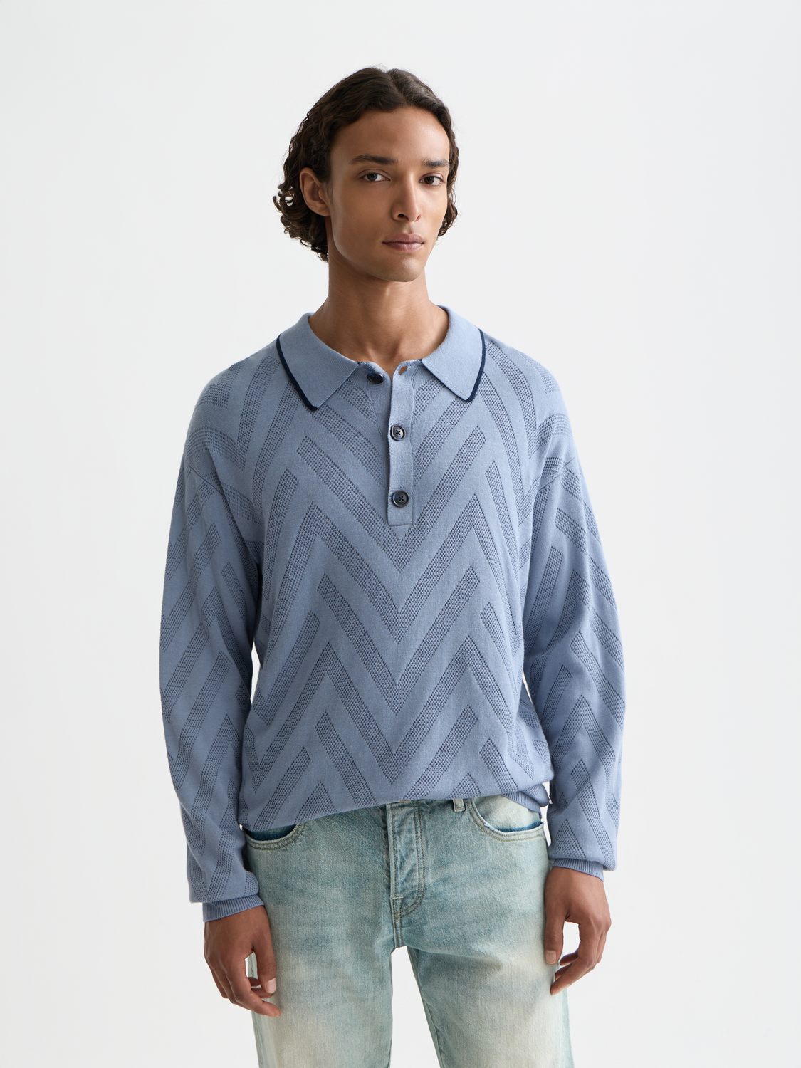 Long-sleeved Scotch & Soda polo shirt in deep crimson, featuring a classic collar and button placket.