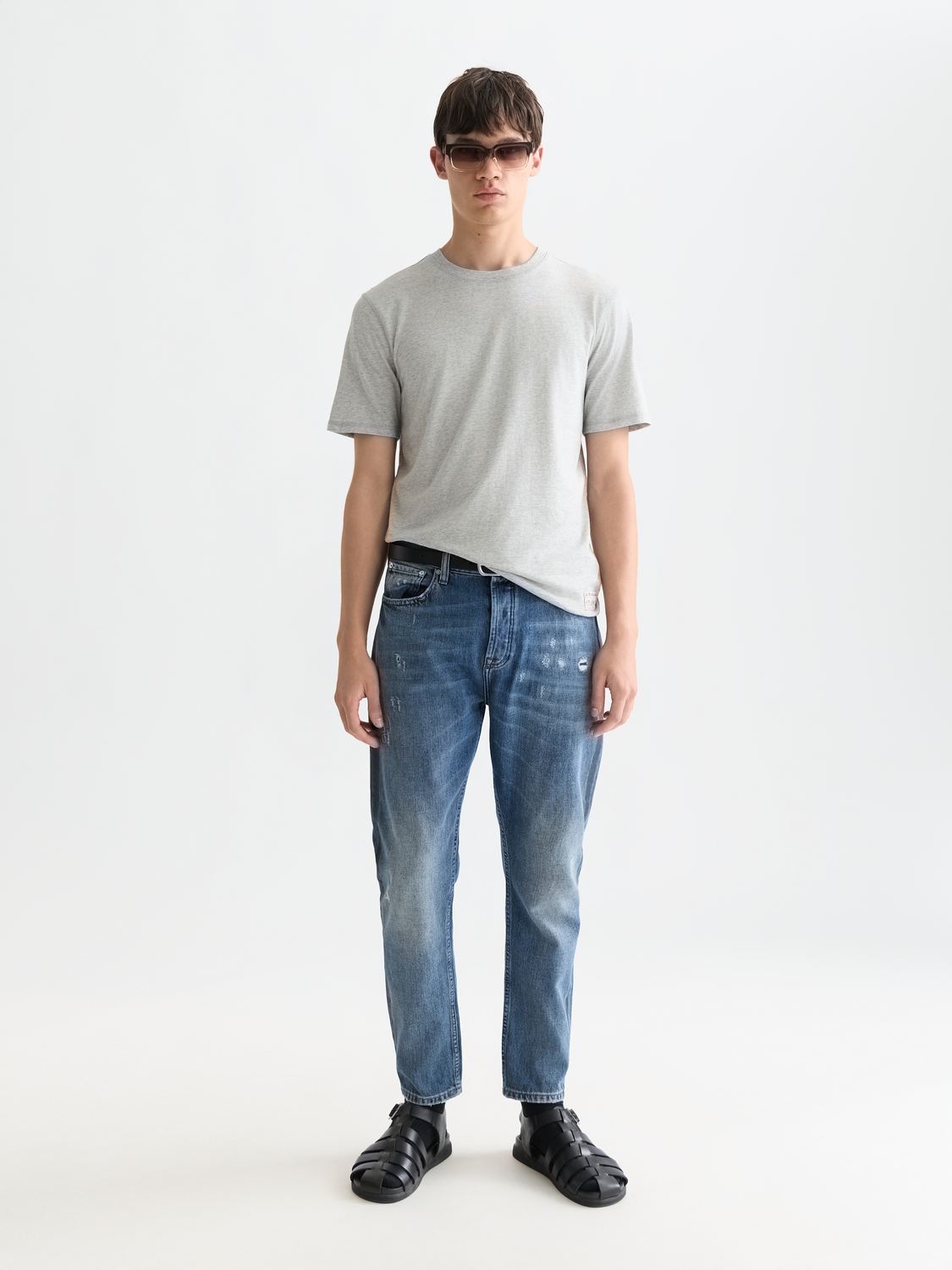 Scotch & Soda melange short-sleeve t-shirt with a crew neckline, featuring a textured fabric in a versatile color.