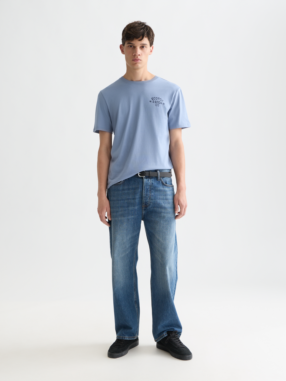 Short sleeve Scotch & SODA artwork t-shirt with colorful graphic design on front, casual fit, white fabric.