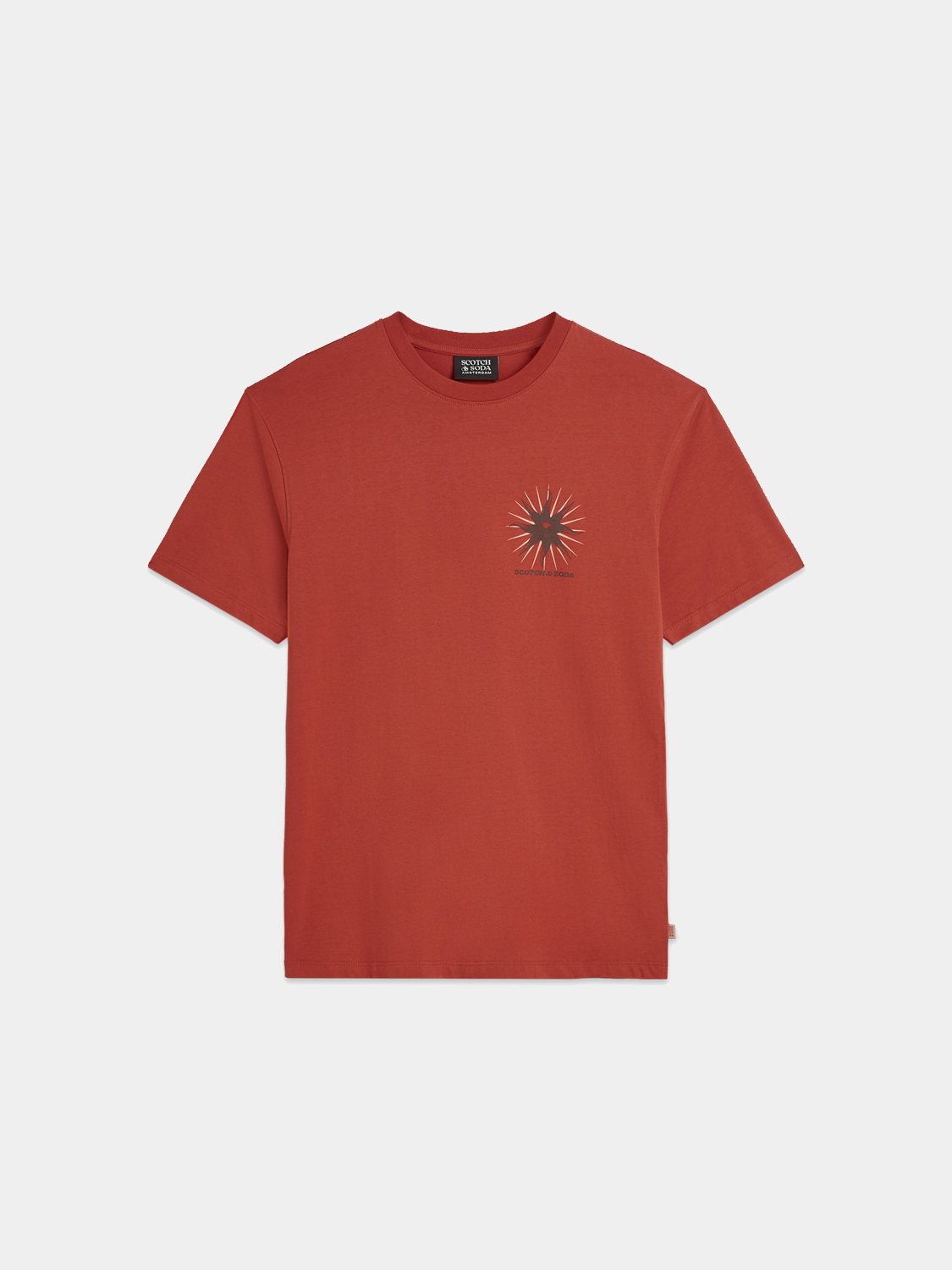 Colorful artwork T-shirt from Scotch & Soda featuring short sleeves and artistic print on soft fabric.