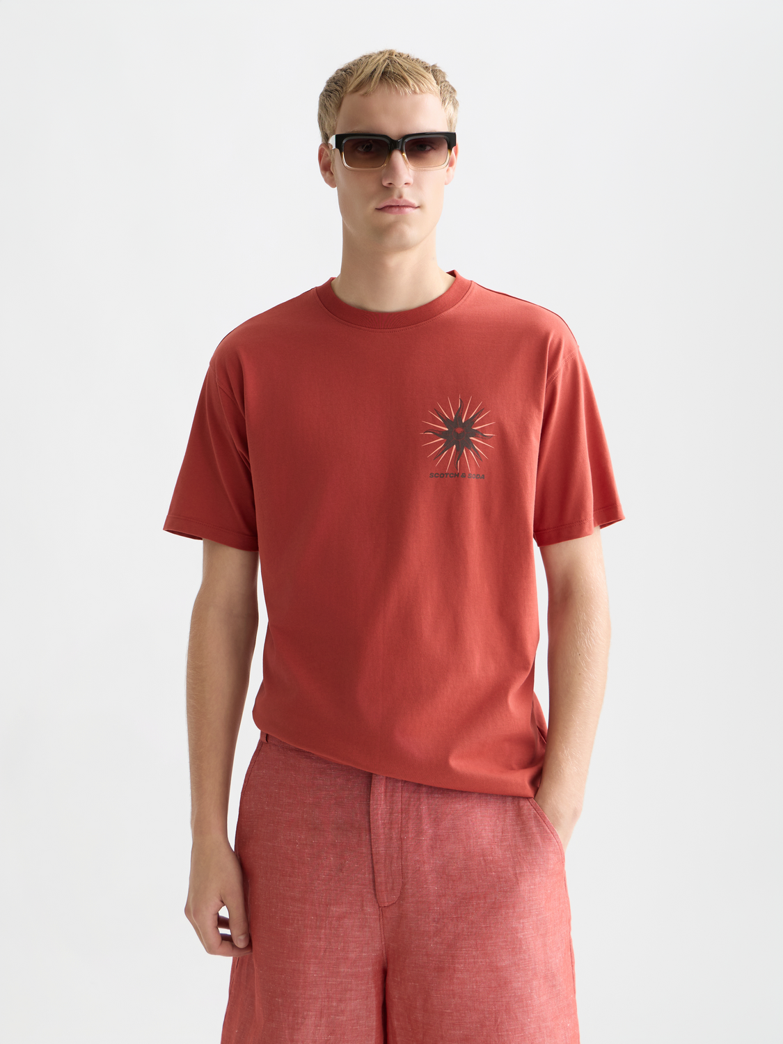 SCOTCH & SODA artwork short-sleeve T-shirt featuring a colorful graphic print on a casual cotton tee.