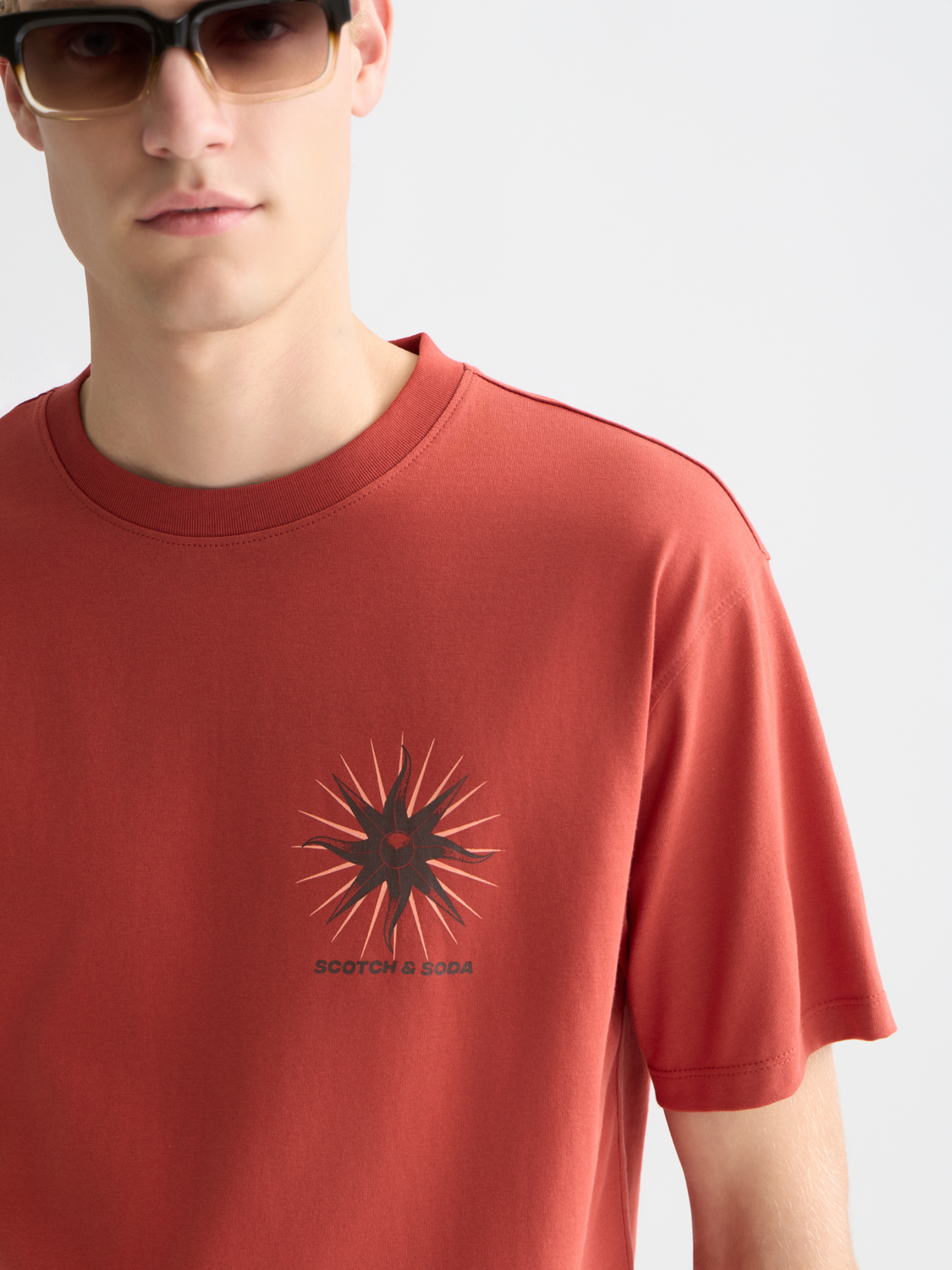 Scotch & Soda artwork short sleeve T-shirt featuring colorful graphic print on soft cotton fabric.