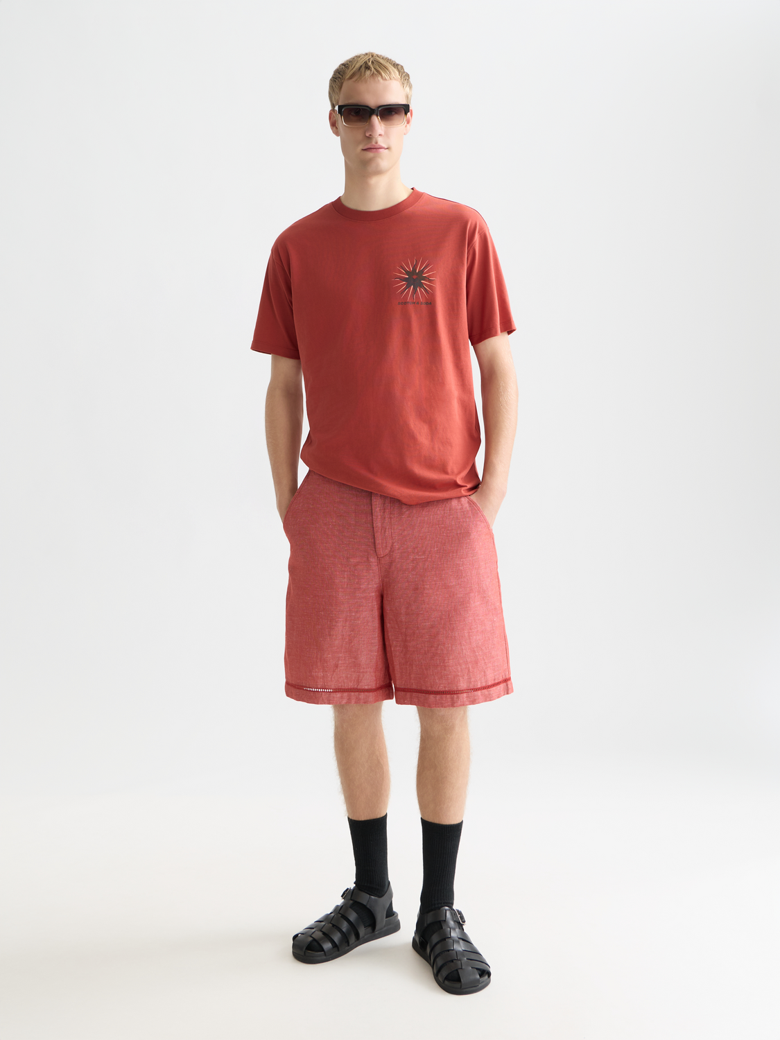 Scotch & Soda artwork short sleeve t-shirt featuring colorful graphic print on front, casual men's summer tee.