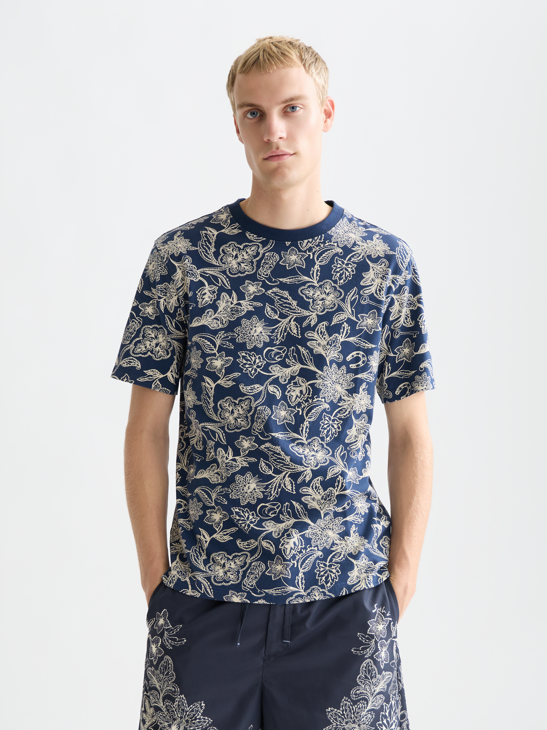 Printed short-sleeve T-shirt by Scotch & Soda featuring a stylish front graphic design.