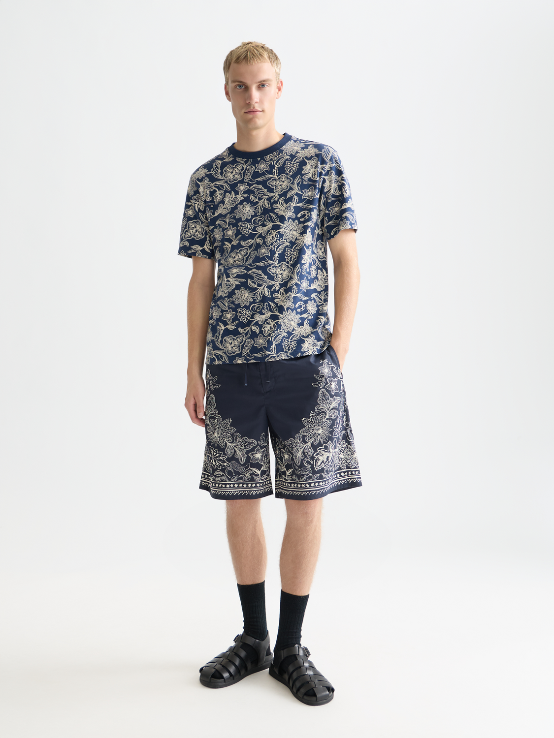 Printed SCOTCH & SODA short sleeve T-shirt with graphic design, shown flat on a white background.
