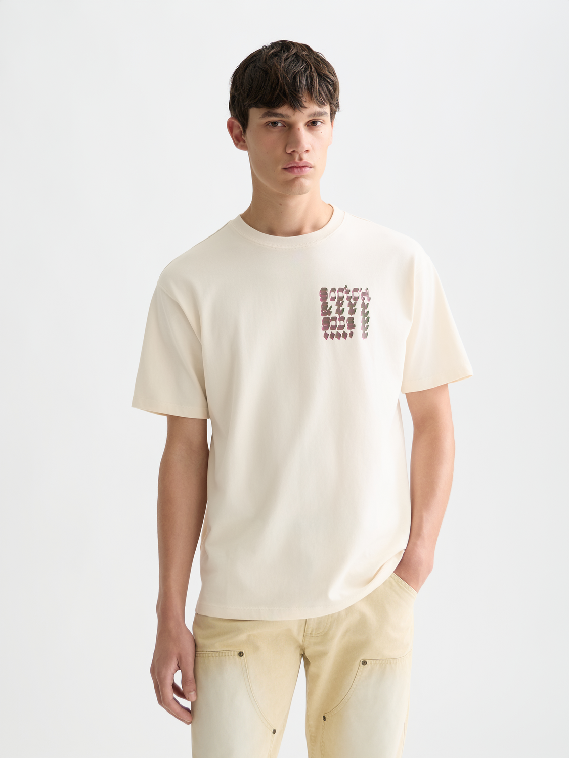 SCOTCH & SODA artwork short sleeve t-shirt featuring a vibrant graphic print on soft fabric.