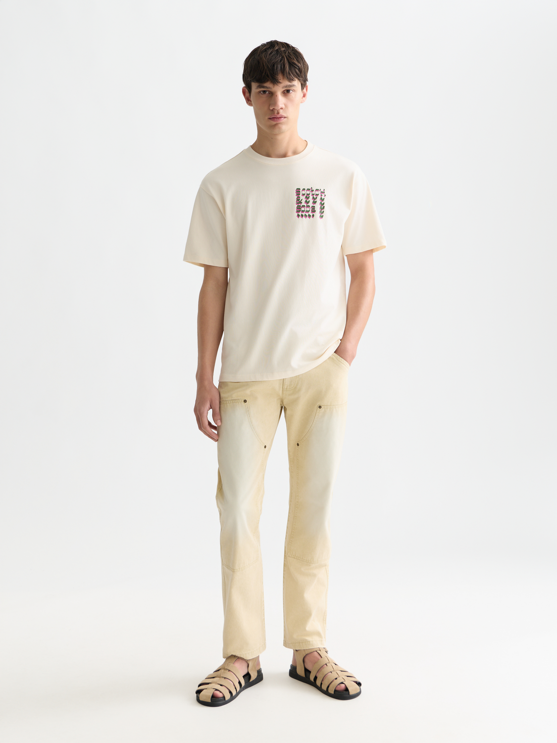 Scotch & Soda artwork short sleeve t-shirt with colorful graphic print on front, casual men's fashion tee.