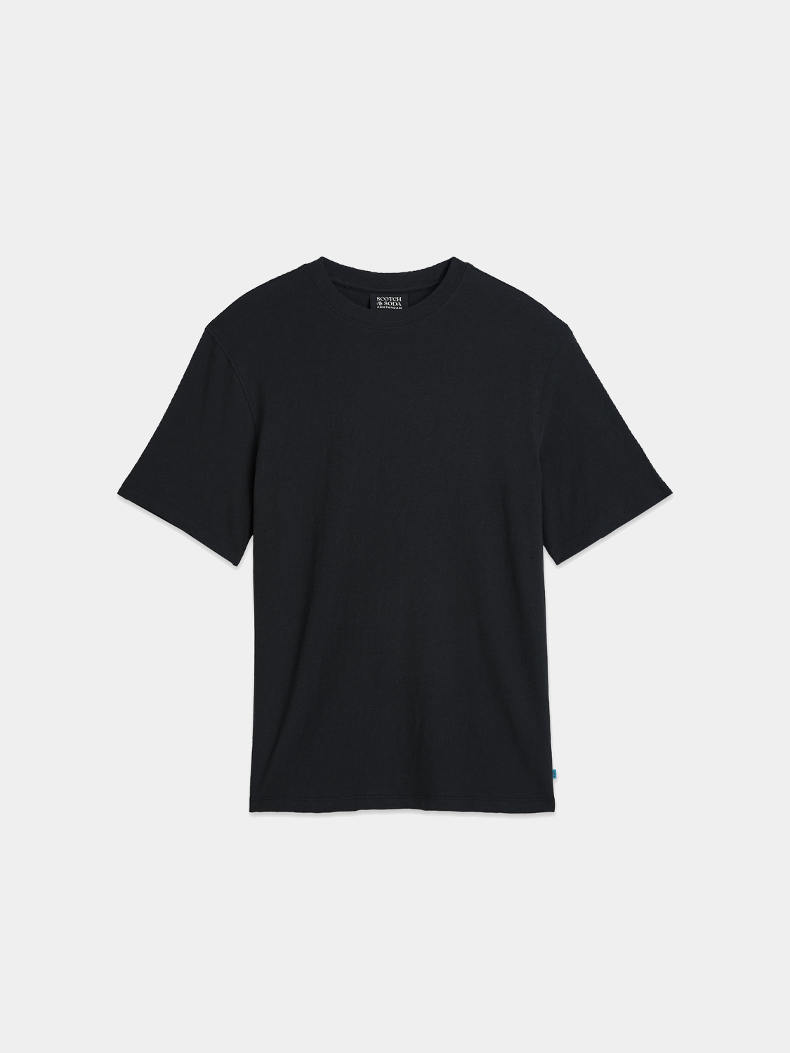 Light cotton-linen S/S T-shirt by Scotch & Soda with a casual fit and soft fabric, shown in a neutral color.