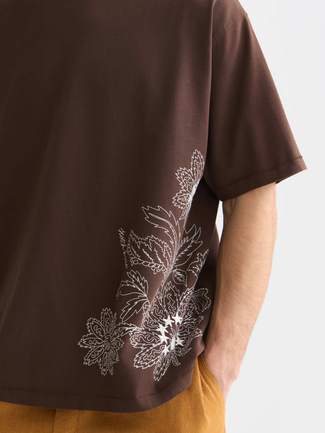 Short sleeve Scotch & Soda artwork T-shirt featuring colorful graphic print on soft cotton fabric.