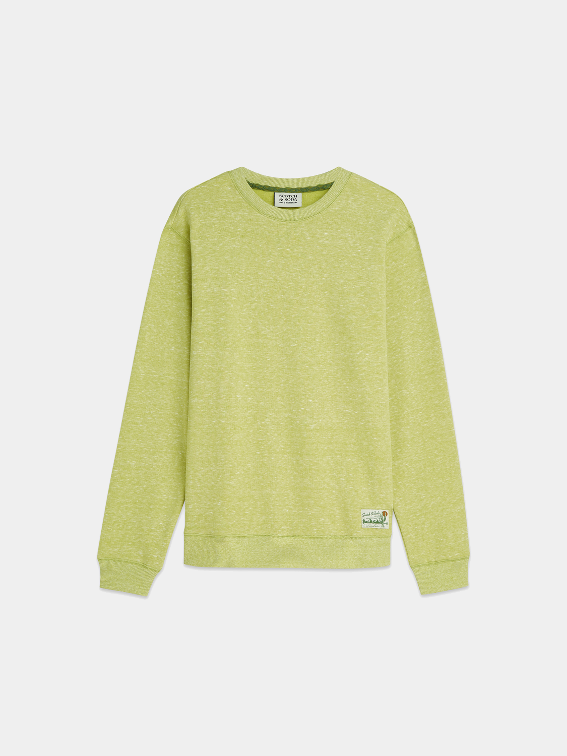 Scotch & Soda melange sweatshirt showing a cozy, multicolored knit fabric with a relaxed fit and ribbed cuffs.