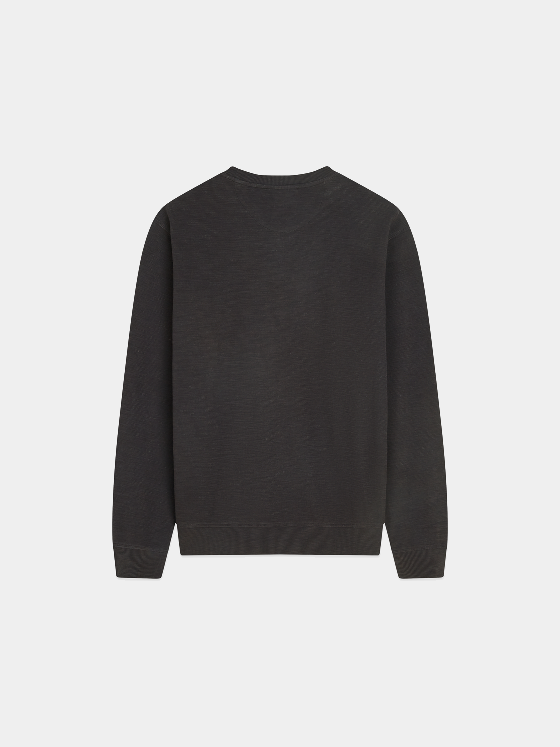 Garment-dyed sweatshirt by Scotch & Soda, featuring a relaxed fit and soft fabric in a dark color, front view.