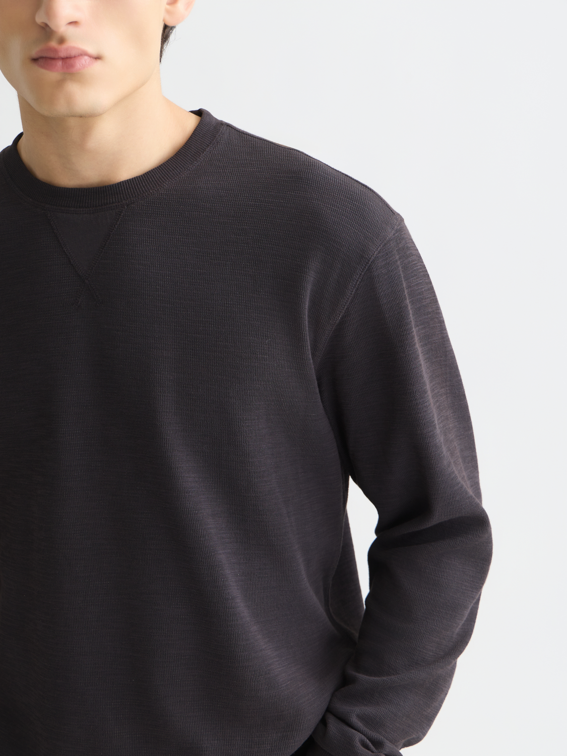 Garment-dyed sweatshirt from Scotch & Soda, casual sweats with a soft, worn-in look and a relaxed fit, shown in the image.