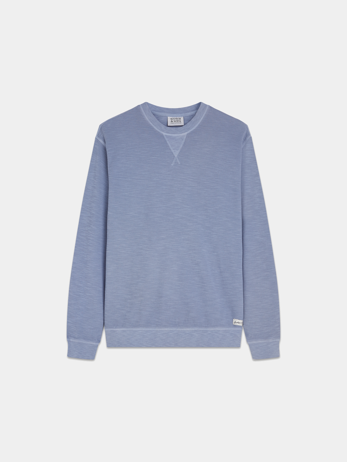 Garment-dyed sweatshirt by Scotch & Soda, lightweight fleece sweats in a relaxed fit with a soft, casual look.
