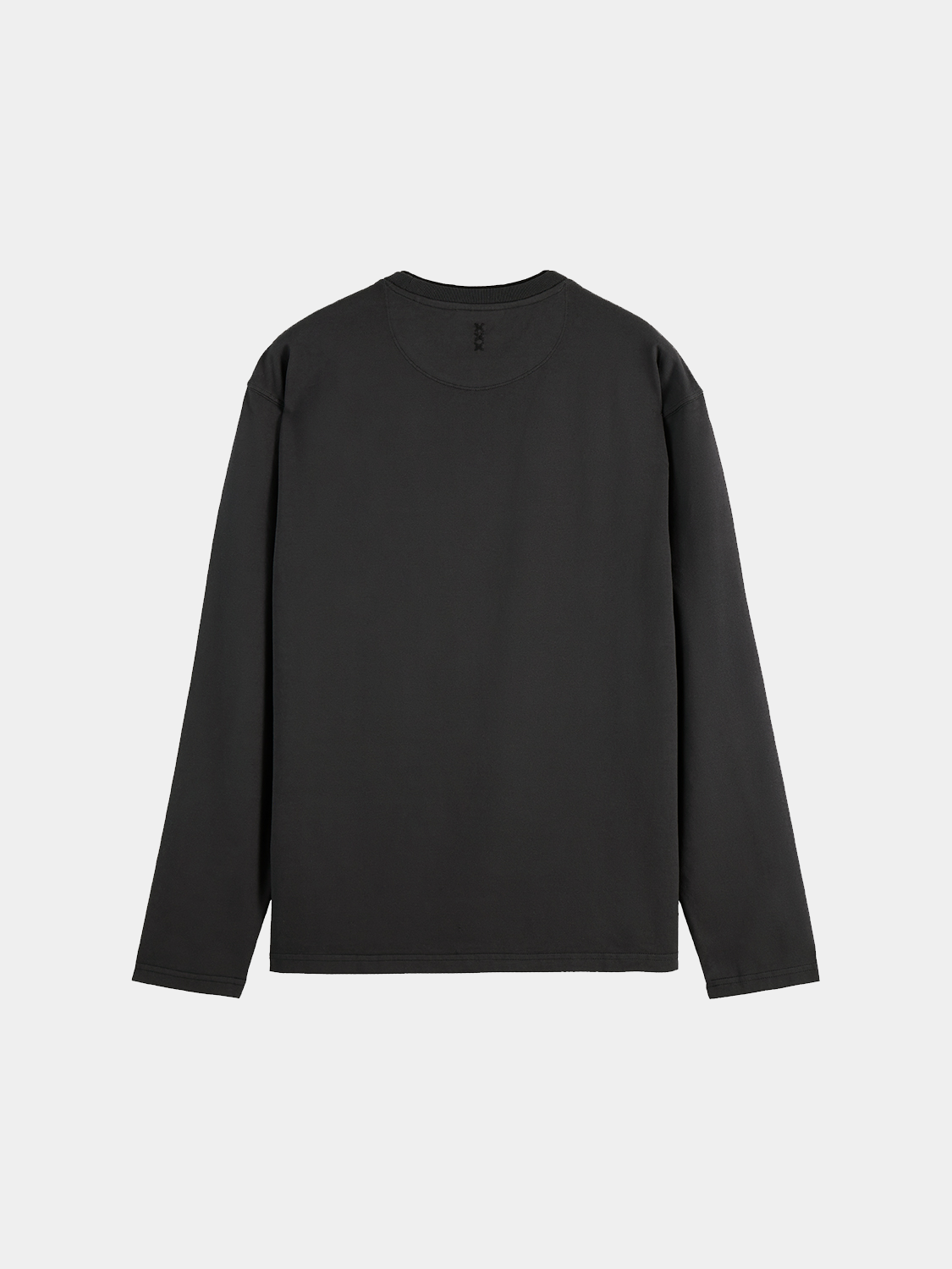 Long sleeve garment-dyed t-shirt by Scotch & Soda, shown in dark color with a relaxed fit and detailed stitching.