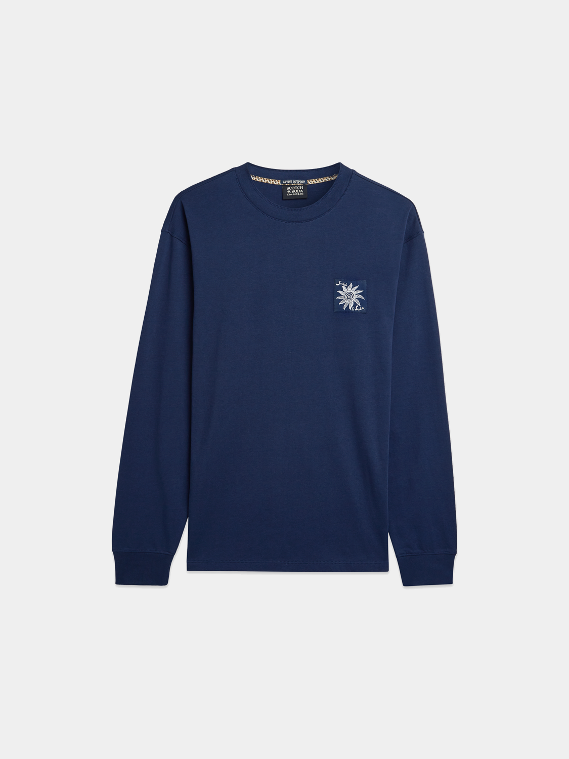 Long sleeve Scotch & Soda artwork T-shirt featuring a colorful graphic design on soft fabric.