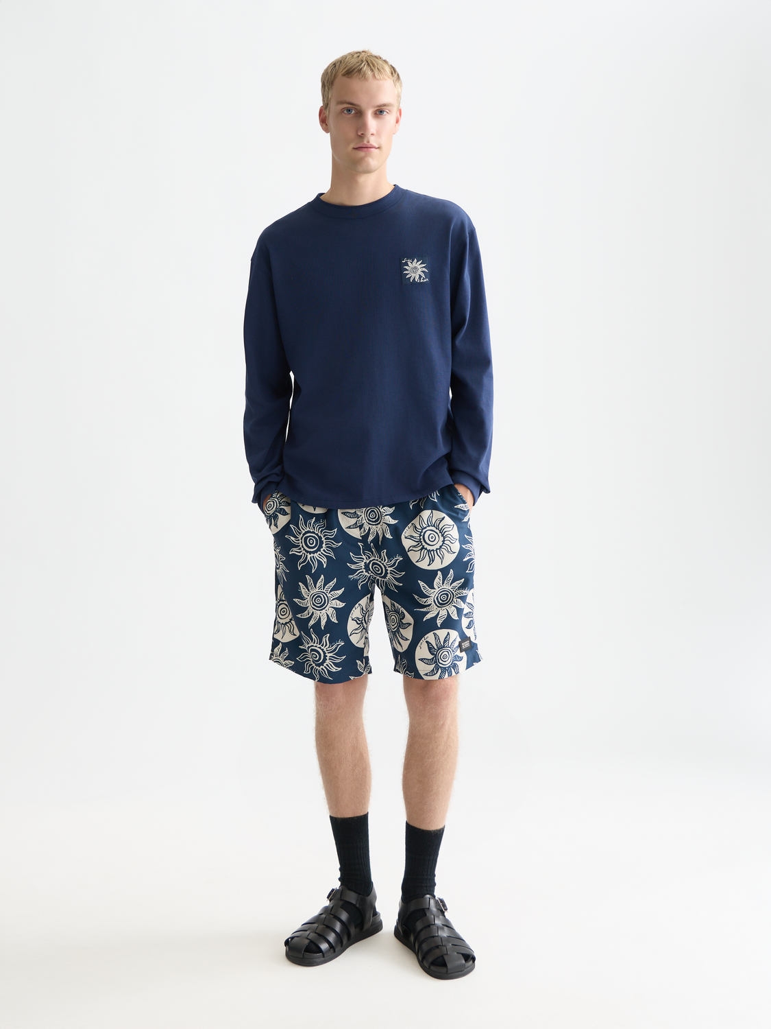 Long sleeve Scotch & Soda artwork T-shirt featuring a creative graphic design on the front.