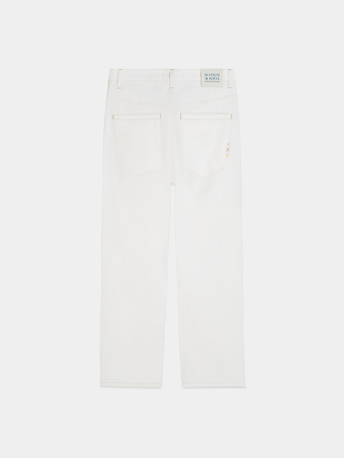 Dark blue Scotch & SODA Daze loose-fit denim jeans shown from the back side. Comfortable, relaxed fit, classic denim style.