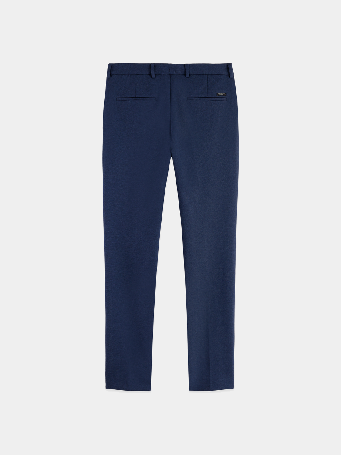 Dark blue Mott super slim-fit chinos pants by Scotch & Soda, showing the front view with pocket details.