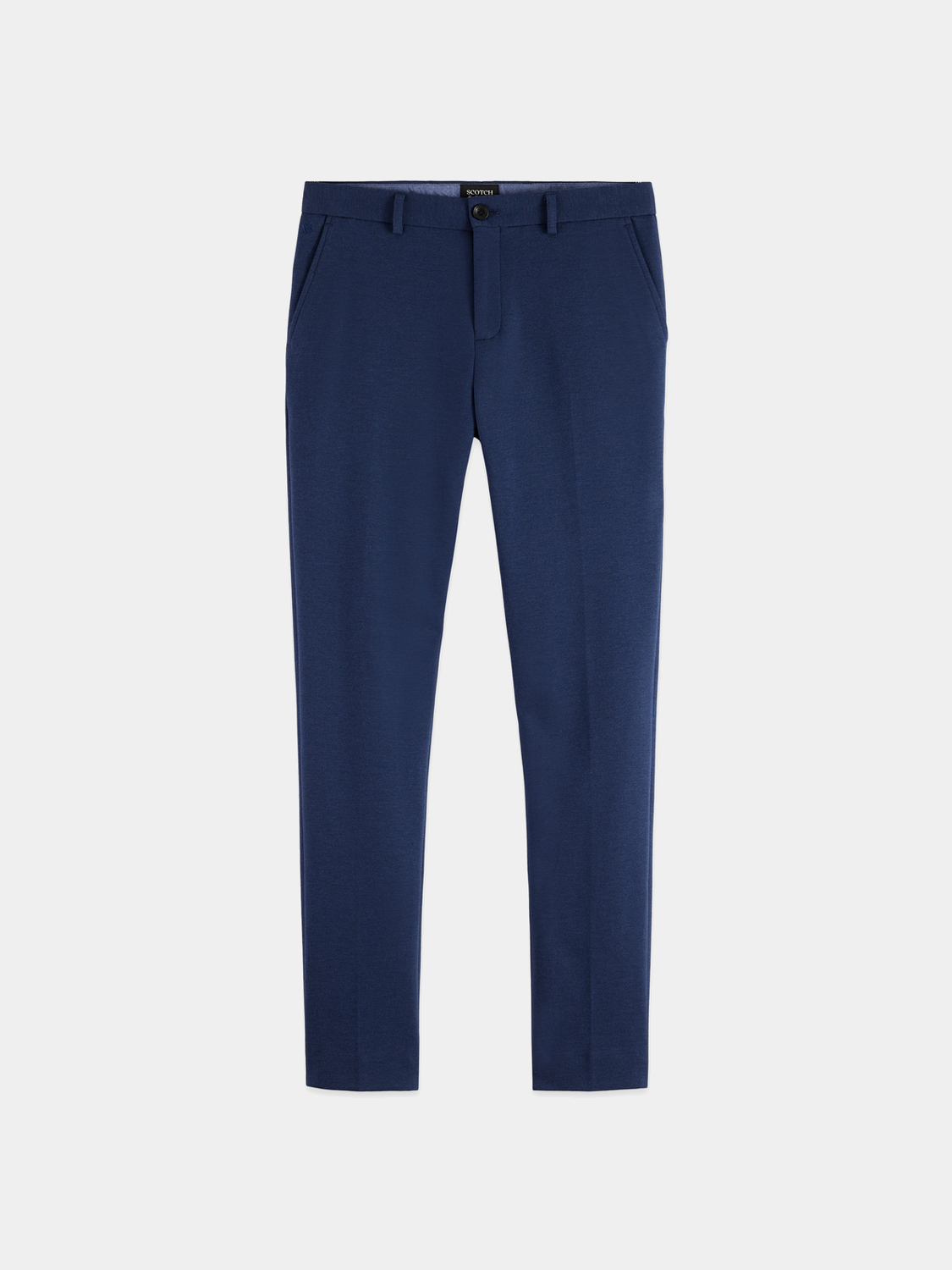 Slim-fit Mott chinos by Scotch & Soda, showing the black pants with a tailored fit and classic design.
